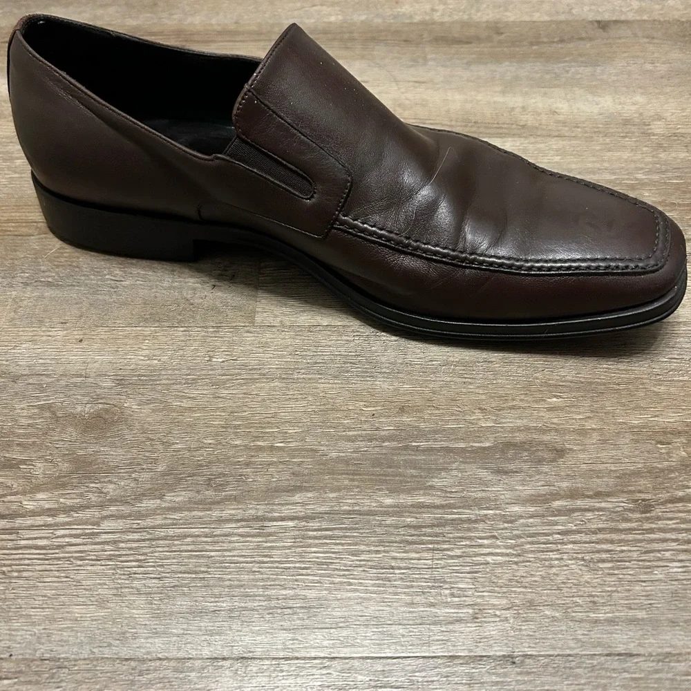 Bruno Magli Raging Dark‎ Brown Leather Slip-On Loafers Shoes Italy